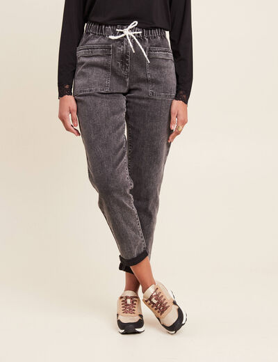 Jean ample 7/8ème denim gris femme