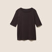 T-shirt ajust&eacute; col rond manches coudes marron fonc&eacute; femme