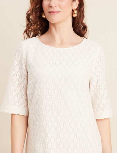 Robe droite dentelle ecru femme