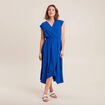 Robe évasée taille smockée bleu electrique femme