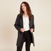 Manteau col montant doubl&eacute; gris fonc&eacute; femme