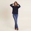 Sweat &agrave; capuche bleu marine femme