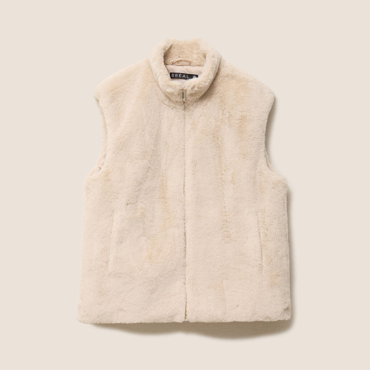 Veste col montant doubl&eacute;e ecru femme