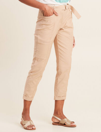 Pantalon ajusté 7/8ème beige femme