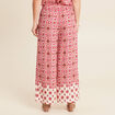 Pantalon large taille haute rose femme