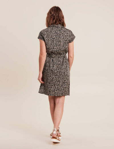 Robe droite zippée vert kaki femme