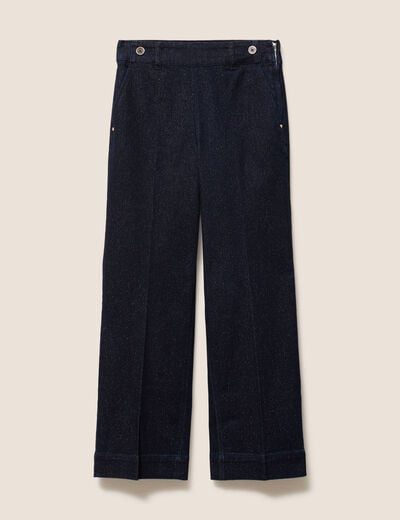 Jean large taille haute &agrave; paillettes denim brut femme