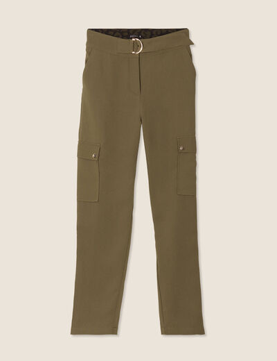 Pantalon chino poches rabats vert kaki femme