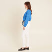 Jean ajust&eacute; taille bascul&eacute;e ecru femme