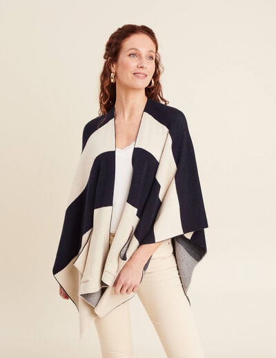 Poncho avec poches bleu foncé femme