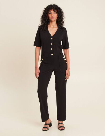 Combinaison pantalon boutons noir femme