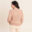 T-shirt col rond manches 3/4 marron femme