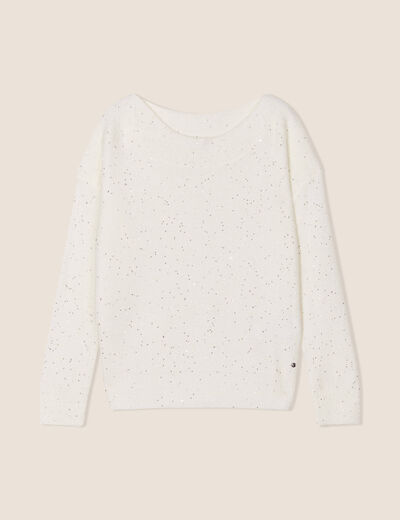 Pull manches longues ecru femme