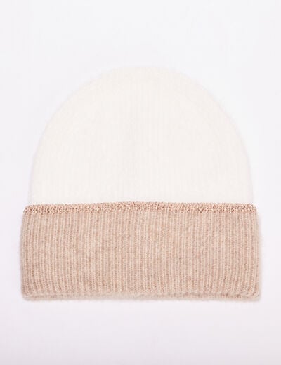 Ensemble &eacute;charpe et bonnet ecru femme