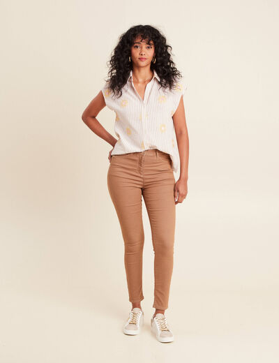 Chemise droite courte manches courtes rose femme