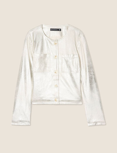 Blouson suédine métallisé couleur or femme