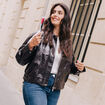 Blouson col montant marron femme