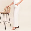 Pantalon large taille haute fluide gris clair femme