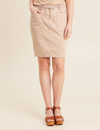 Jupe droite réversible 2 poches taupe femme