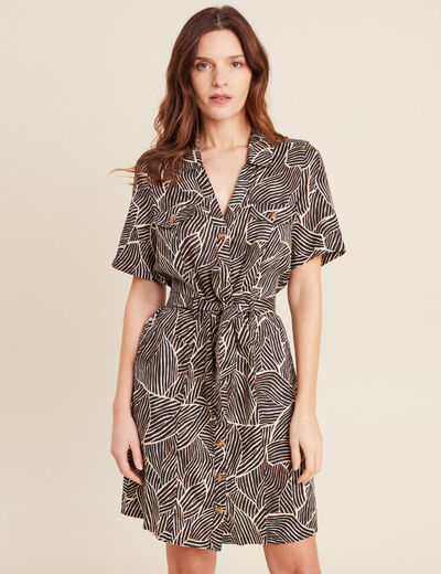 Robe droite ceinturée noir femme