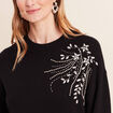 Pull col montant manches longues strass noir femme