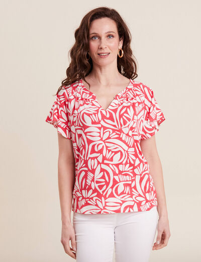 Blouse manches courtes rouge femme