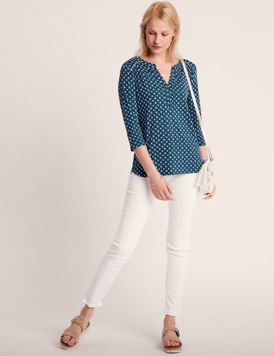 T-shirt manches 3/4 bleu foncé femme