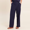 Pantalon large taille haute fluide bleu marine femme