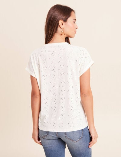 T-shirt droit manches courtes ecru femme