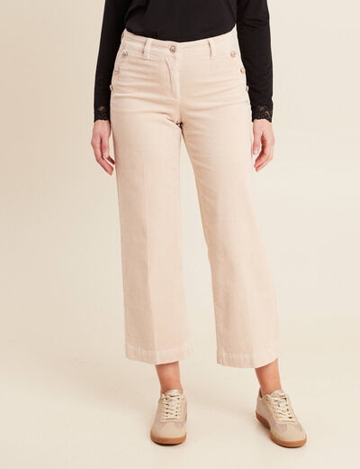 Pantalon large velours côtelé sable femme