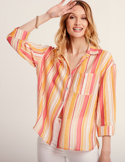 Chemise manches 3/4 multicolore femme