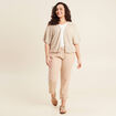 Pantalon flou ceinturé sable femme
