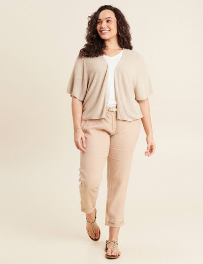 Pantalon flou ceinturé sable femme