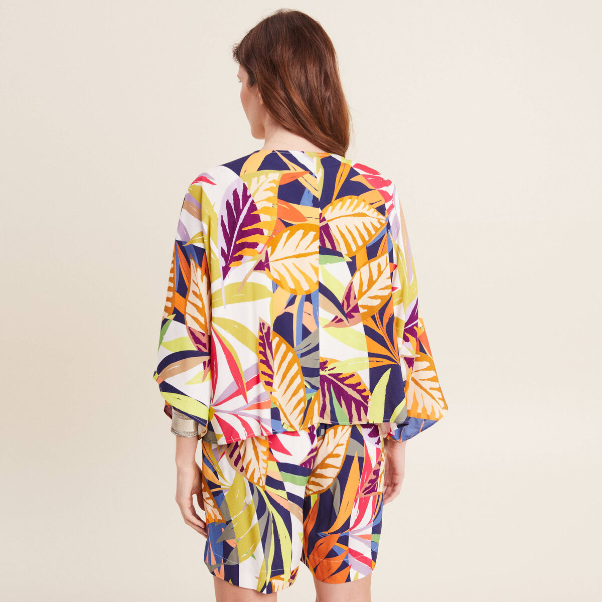 Poncho kimono manches 3/4 noué femme multicolore femme