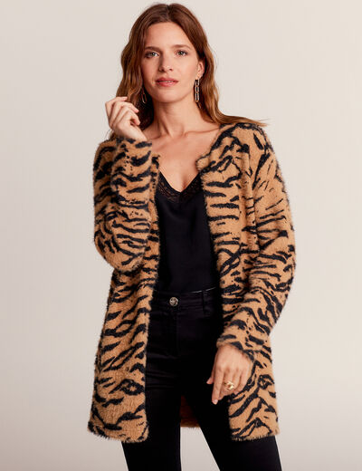 Gilet manches longues camel femme