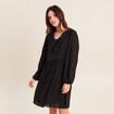 Robe courte &eacute;vas&eacute;e col v manches longues noir femme