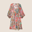 Robe courte &eacute;vas&eacute;e col v manches 3/4 multicolore femme