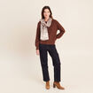 Pull col rond marron fonc&eacute; femme