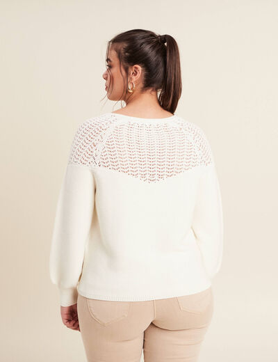Pull confectionné en France ecru femme