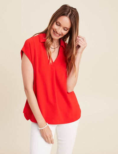 Blouse manches courtes rouge femme