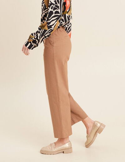 Pantalon large 7/8ème marron femme