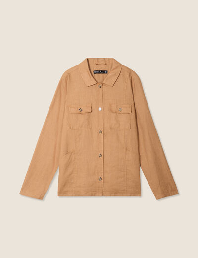 Surchemise manches longues beige femme