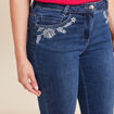 jean bootcut taille basculée brodé denim stone femme
