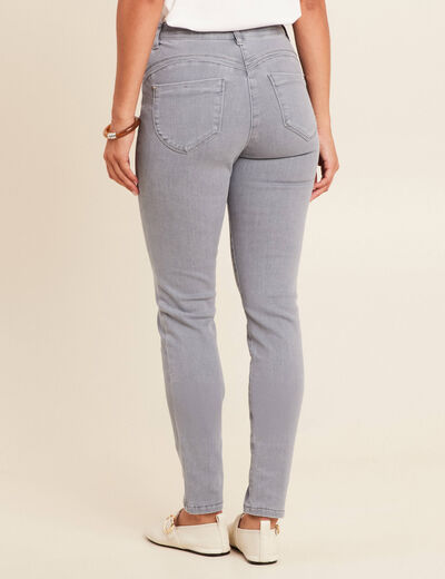 Jean magique L'Unique coupe ajust&eacute;e denim gris femme
