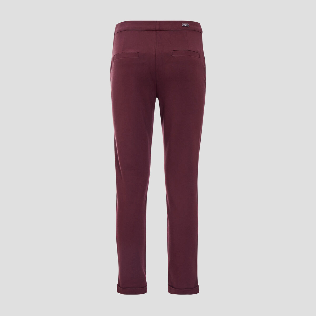 Pantalon ajusté taille basculée bordeaux femme