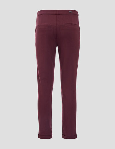 Pantalon ajusté taille basculée bordeaux femme