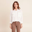 Chemise ample col chemise manches 3/4 ecru femme