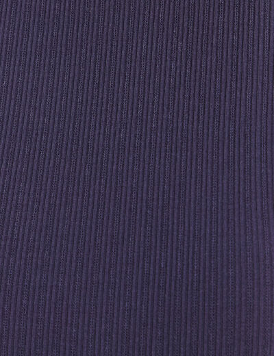 T-shirt ajust&eacute; col rond manches longues bleu marine femme