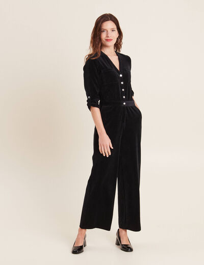 Combinaison pantalon velours noir femme