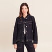Veste cintr&eacute;e courte en jean denim brut femme